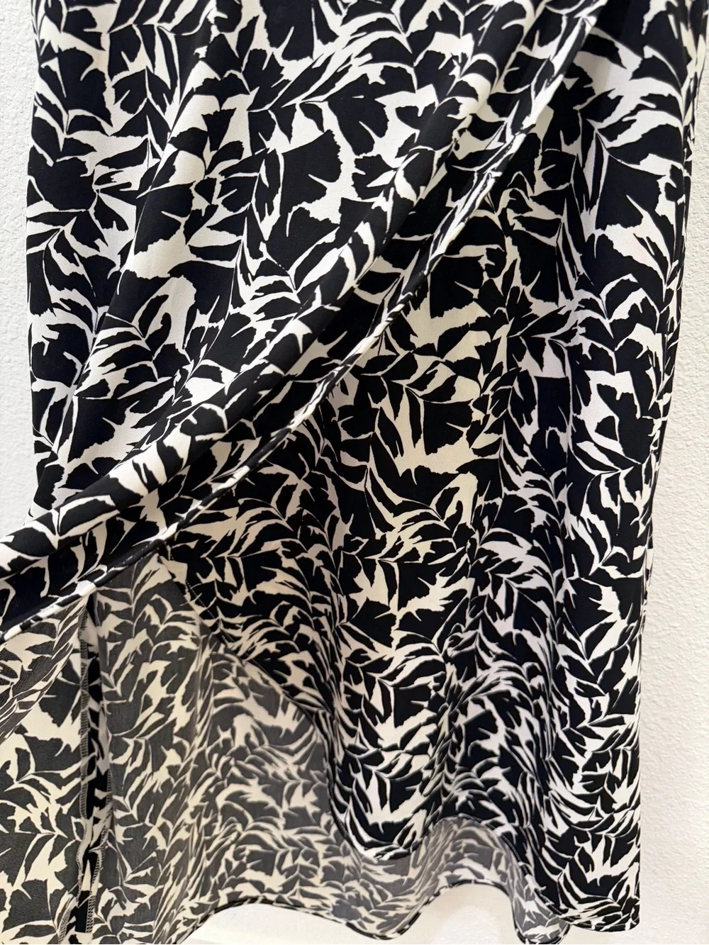 J. Crew Black and White Leaf-Print Midi Skirt